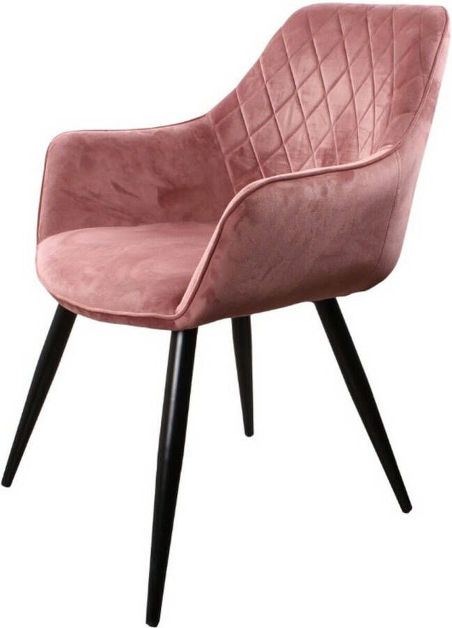 DS4U Ravi eetkamerstoel 2.0 kuipstoel stoel industrieel met armleuning velvet velours fluweel stof roze - Foto 2