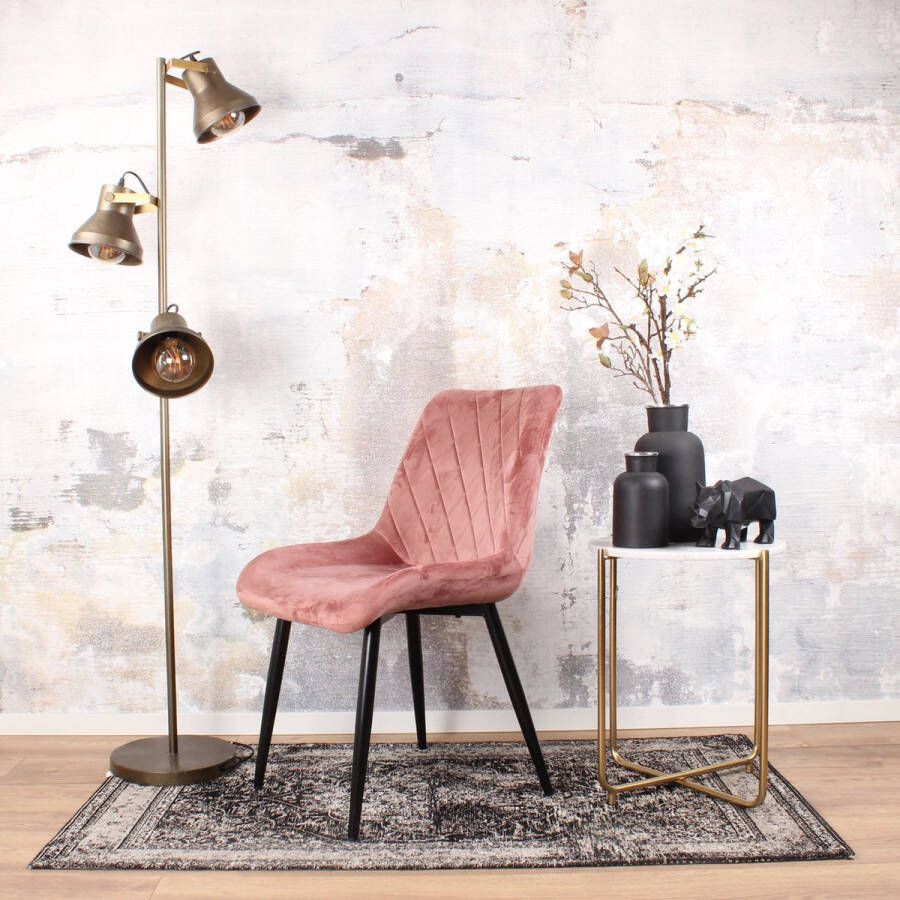 DS4U Ravi eetkamerstoel 2.0 kuipstoel stoel industrieel met armleuning velvet velours fluweel stof roze - Foto 1