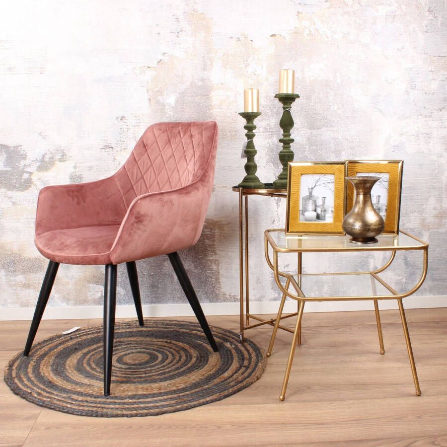 DS4U Ravi eetkamerstoel 2.0 kuipstoel stoel industrieel met armleuning velvet velours fluweel stof roze - Foto 3