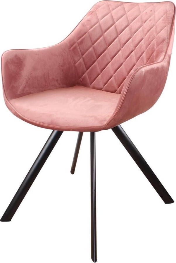 DS4U ravi stoel velvet eetkamerstoel met armleuning velours zalm roze