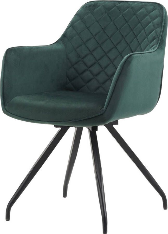 DS4U Romy 2.0 armstoel velours donkergroen comfortabel en stijlvolle stoel voor in huis draaibare eetkamerstoel - Foto 2
