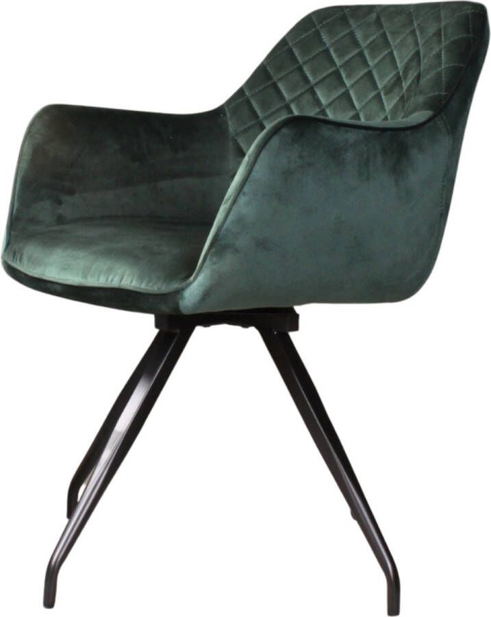DS4U Romy 2.0 armstoel velours donkergroen comfortabel en stijlvolle stoel voor in huis draaibare eetkamerstoel - Foto 1