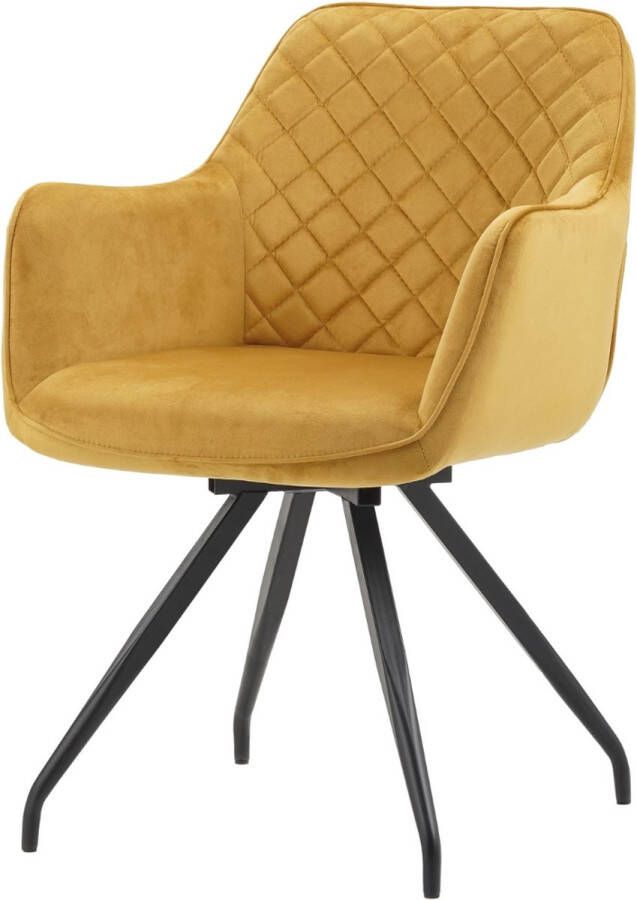 DS4U Romy 2.0 armstoel velours goud comfortabel en stijlvolle stoel voor in huis draaibare eetkamerstoel - Foto 2