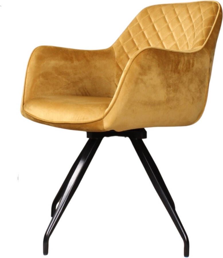 DS4U Romy 2.0 armstoel velours goud comfortabel en stijlvolle stoel voor in huis draaibare eetkamerstoel