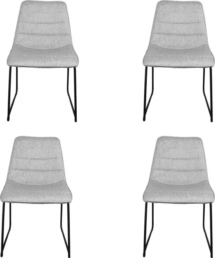 DS4U San Sebastian eetkamerstoel grijs stof zwart onderstel set van 4