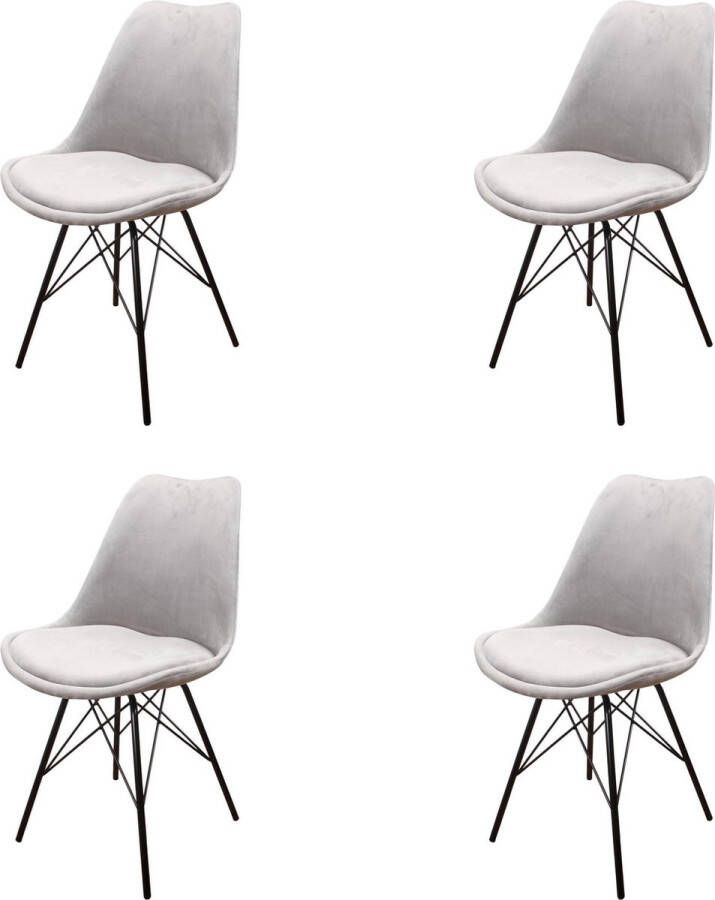 DS4U velvet kuipstoel limited edition velours grijs stof set van 4