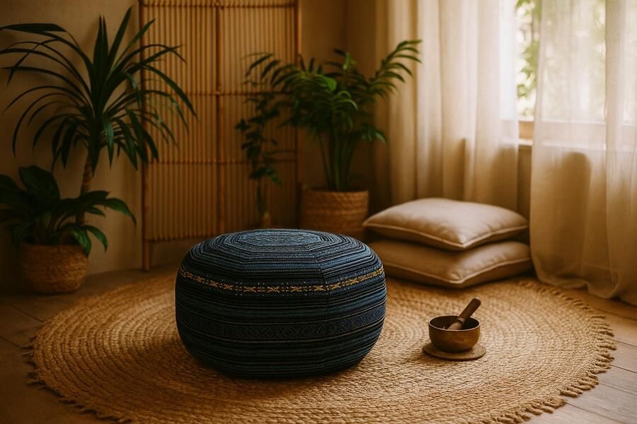 DSB Thaise Poef 'Sao Hai' – Ronde Handgemaakte Zitzak – Uniek Design voor Woonkamer of Meditatieruimte - Foto 2
