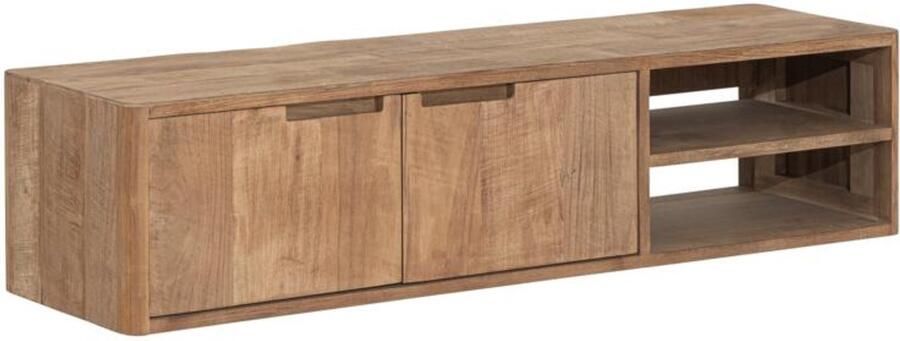 DTP Home Hanging TV stand Bliss No.2 small 2 doors 2 open racks 30x130x35 cm TEAKWOOD top
