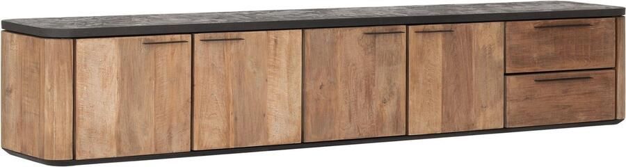 DTP Home Hanging TV stand Soho large 4 doors 2 drawers 42x230x40 cm recycled teakwood and mortex