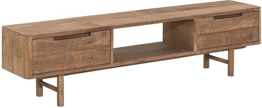 DTP Home TV stand Bliss No.1 small 2 drawers open rack 40x160x30 cm TEAKWOOD top