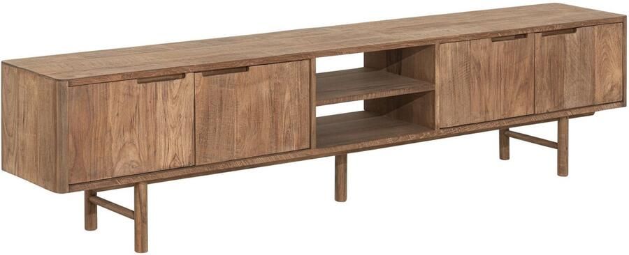 DTP Home TV stand Bliss No.2 large 4 doors 2 open racks 50x210x35 cm TEAKWOOD top