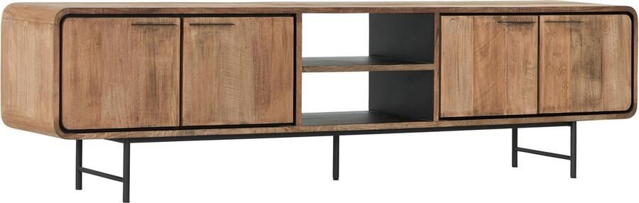 DTP Home TV stand Evo large 4 doors 2 open racks 60x225x40 cm recycled teakwood
