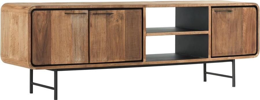 DTP Home TV stand Evo medium 3 doors 2 open racks 60x185x40 cm recycled teakwood