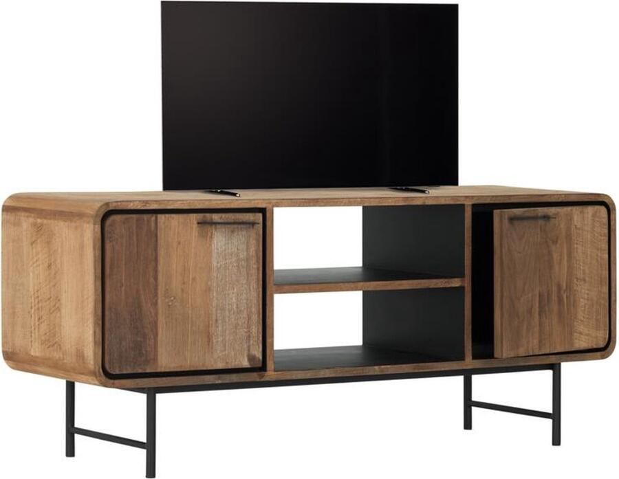 DTP Home TV stand Evo small 2 doors 2 open racks 60x145x40 cm recycled teakwood