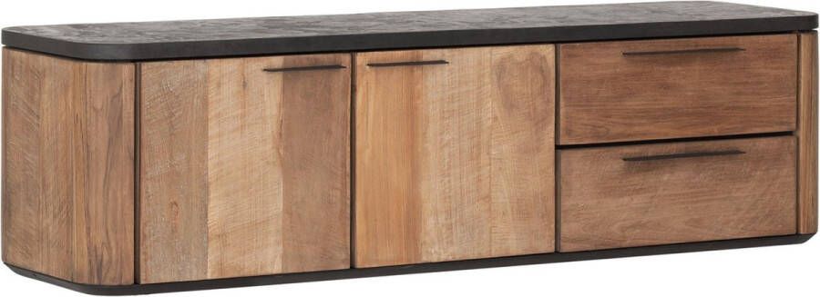 DTP Home Hanging TV stand Soho small 2 doors 2 drawers 42x150x40 cm recycled teakwood and mortex - Foto 2
