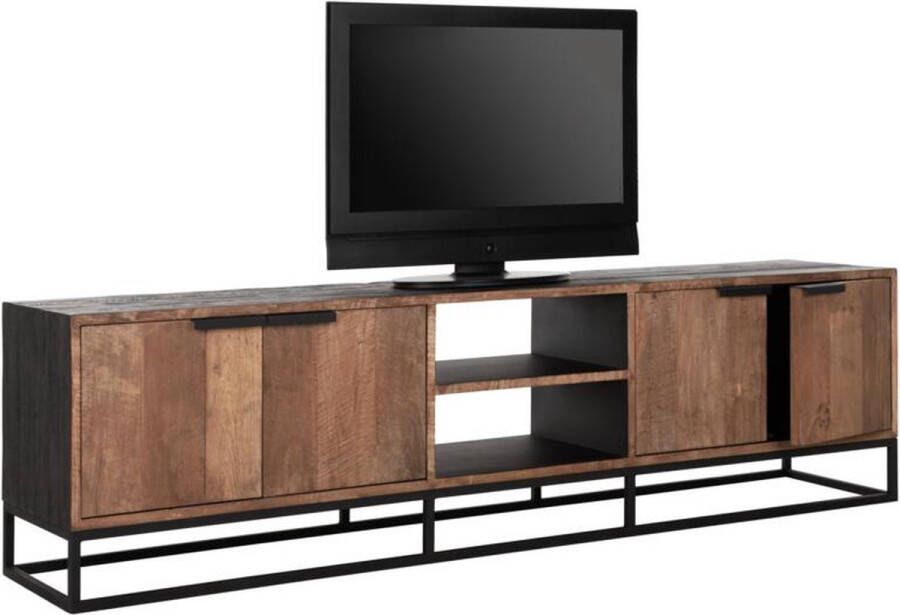 DTP Home TV stand Cosmo No.2 large 4 doors 2 open racks 55x205x40 cm recycled teakwood