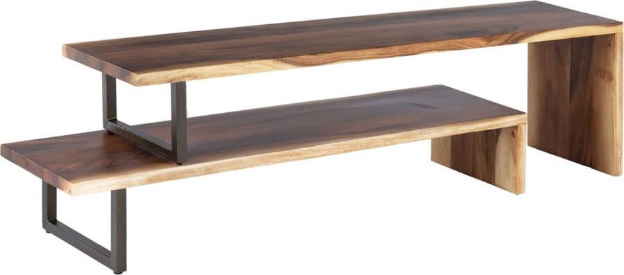 DTP Home TV stand Flare 2 shelves extendable 45x150x35 cm suar wood