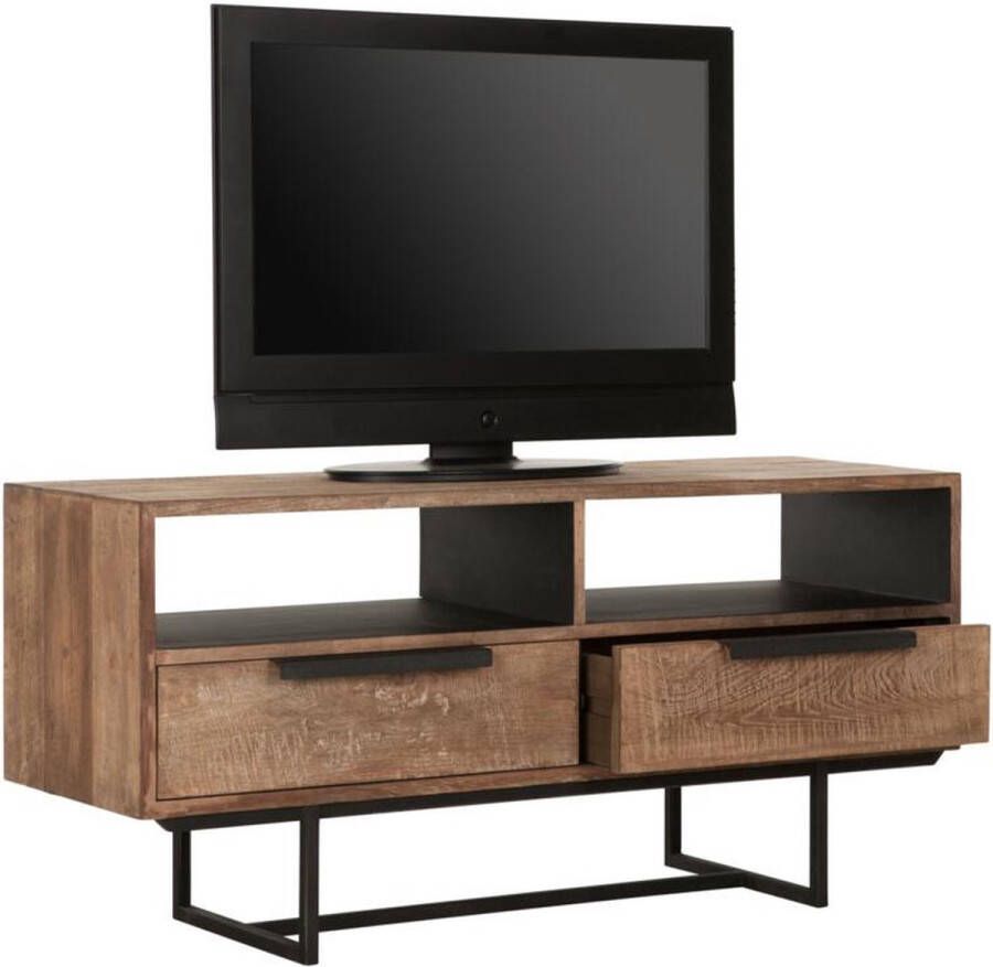 DTP Home TV stand Odeon No.1 2 drawers 2 open racks 58x125x40 cm recycled teakwood