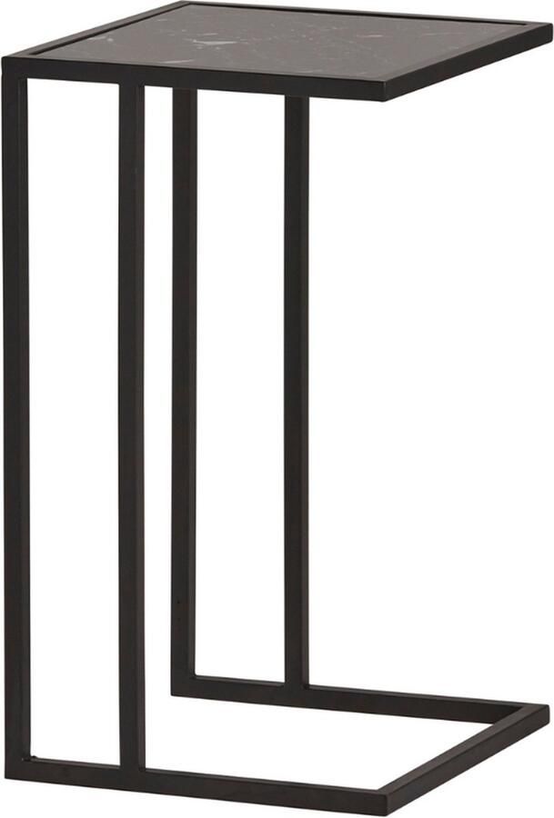 Dulaire Laptoptafel Hoog Bank Zwart Metaal Glas 40x40