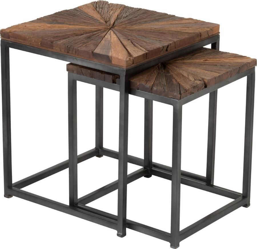 Dulaire Bijzettafel Hout Metaal Vierkant 2 st. 43x43