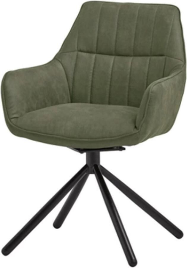 Dulaire Eetkamerstoel Draaibaar Groen met Armleuning