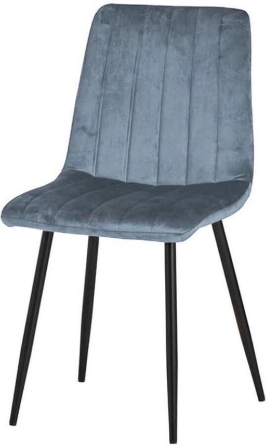Dulaire Eetkamerstoel Velvet Velours Stof Blauw Modern