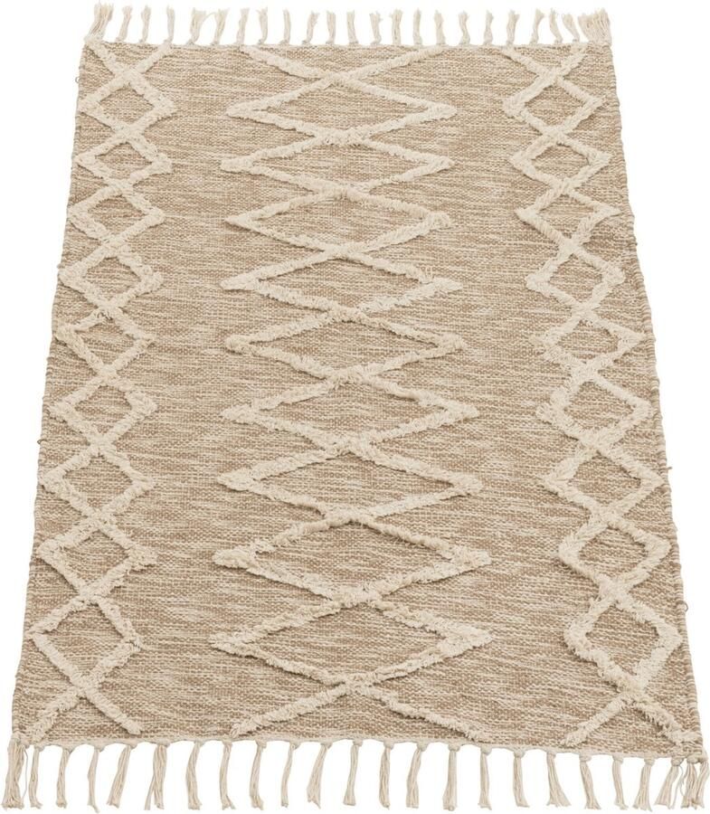 Dulaire Klein Boho Vloerkleed Beige Zandkleur 100x60 cm