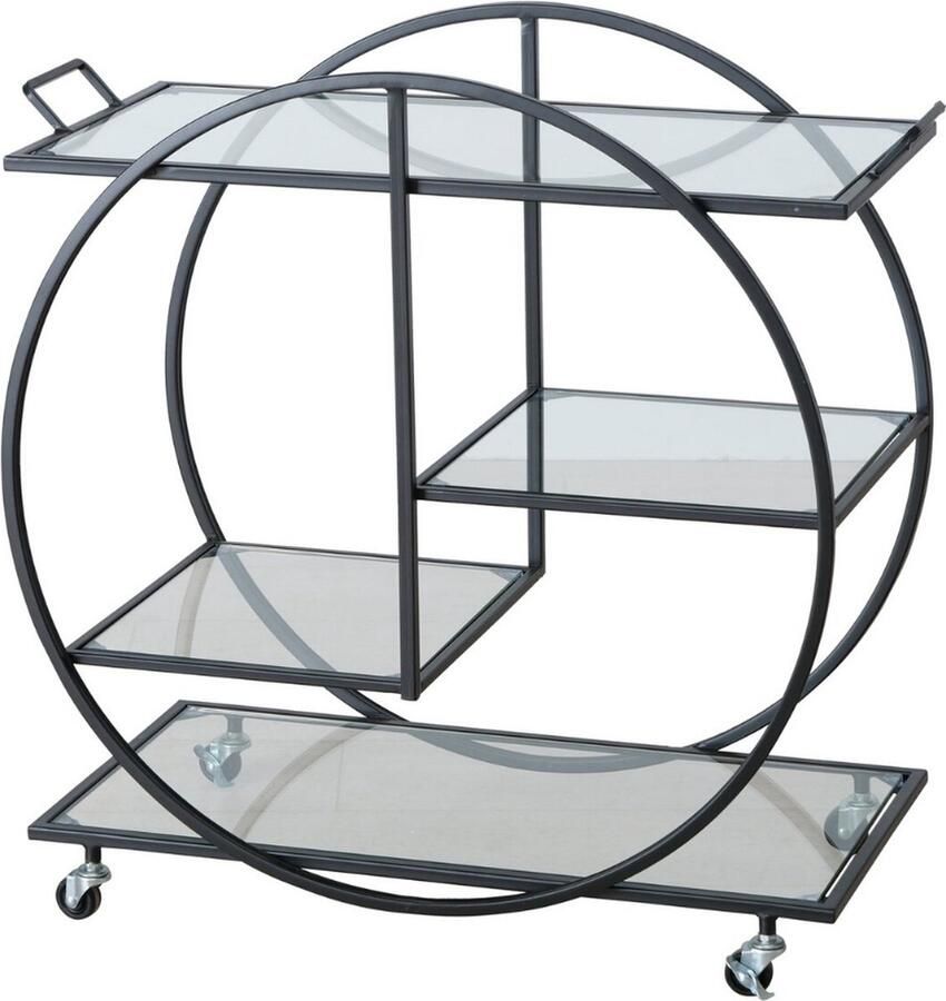 Dulaire Wandkast Open Glas Metaal Op Wielen 75 cm