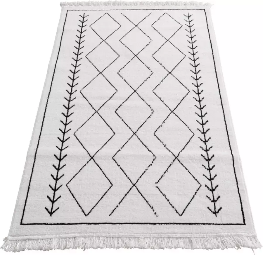 Dulaire Vloerkleed Bohemian Zwart Wit 180 x 120 cm