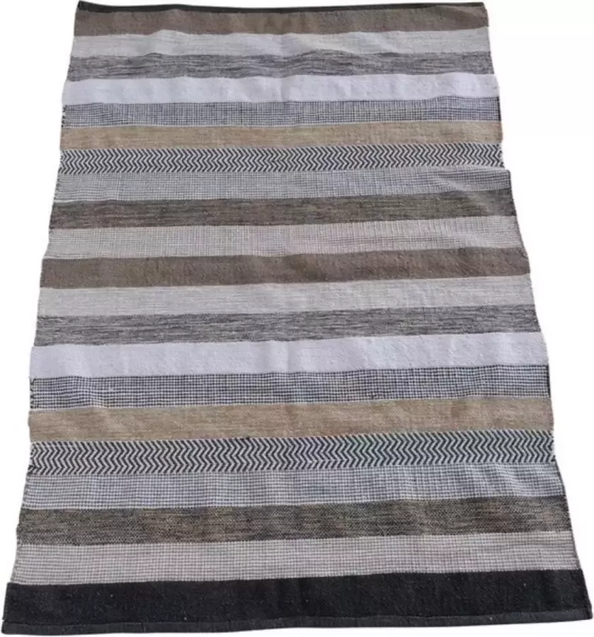 Dulaire Vloerkleed Carpet Gestreept Modern Bruin Beige 180 x 120 cm