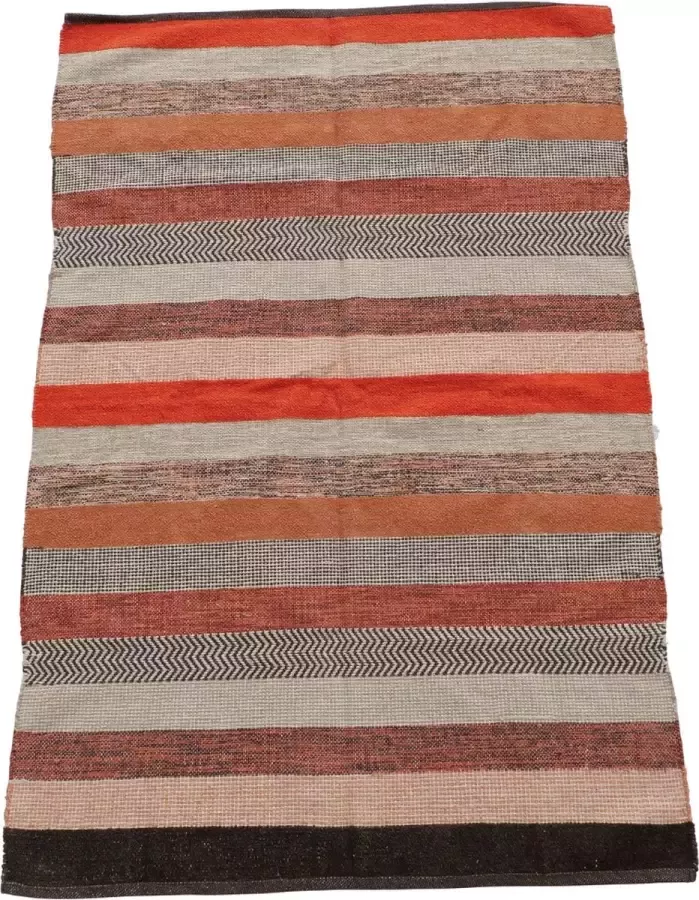 Dulaire Vloerkleed Carpet Gestreept Modern Bruin Rood 180 x 120 cm