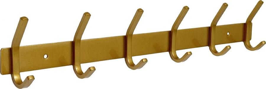 Duna Volcan Wandkapstok 12 Haken RVS Muur Kapstok Hangend Handdoekrek 3M Tape Messing Goud