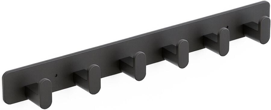 Duna Wandkapstok 6 Haken Muur Kapstok Hangend met 3M Tape Industrieel Zwart RVS - Foto 2