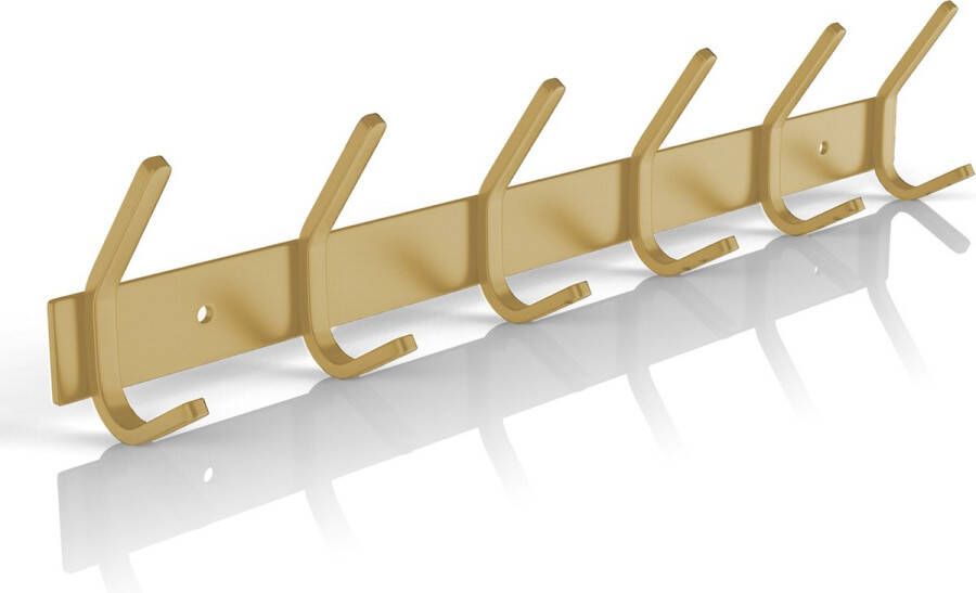 Duna Volcan Wandkapstok 12 Haken RVS Muur Kapstok Hangend Handdoekrek 3M Tape Messing Goud