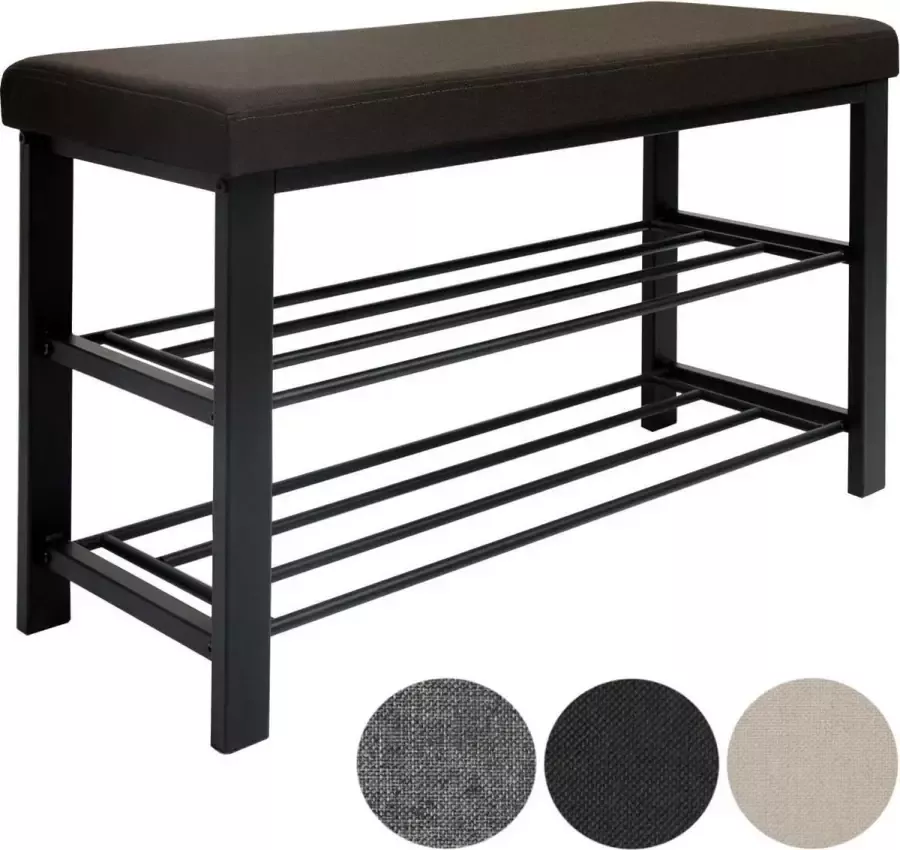 DuneDesign Schoenenbank 81x32x46 Garderobebank Schoenenkast Bankje Schoenenrek met Metalen Frame en Zitvlak