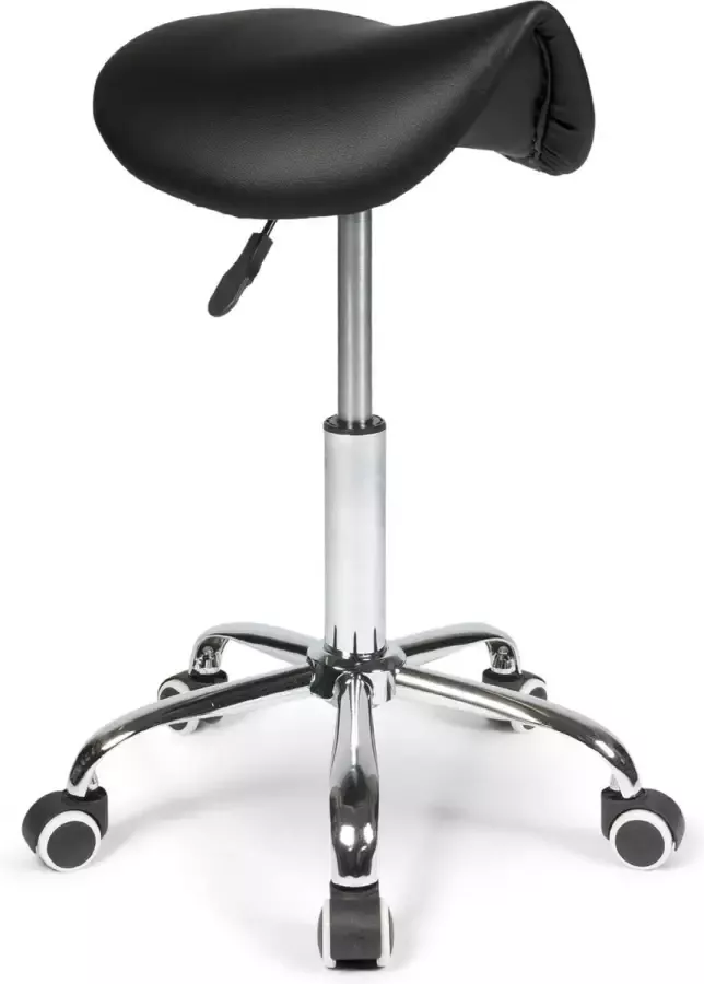 Dunimed Ergonomische Zadelkruk Zadelstoel op wielen In Hoogte Verstelbaar Zwart - Foto 1