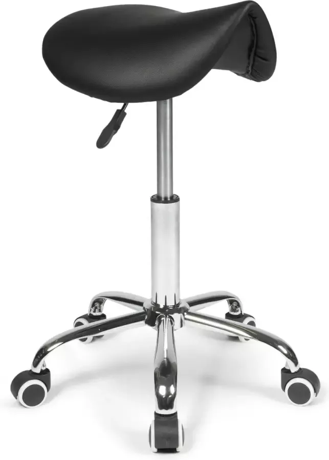 Ergolution Dunimed Kapperskruk Ergonomische Zadelkruk op Wielen Zadelstoel In Hoogte Verstelbaar Zwart - Foto 2