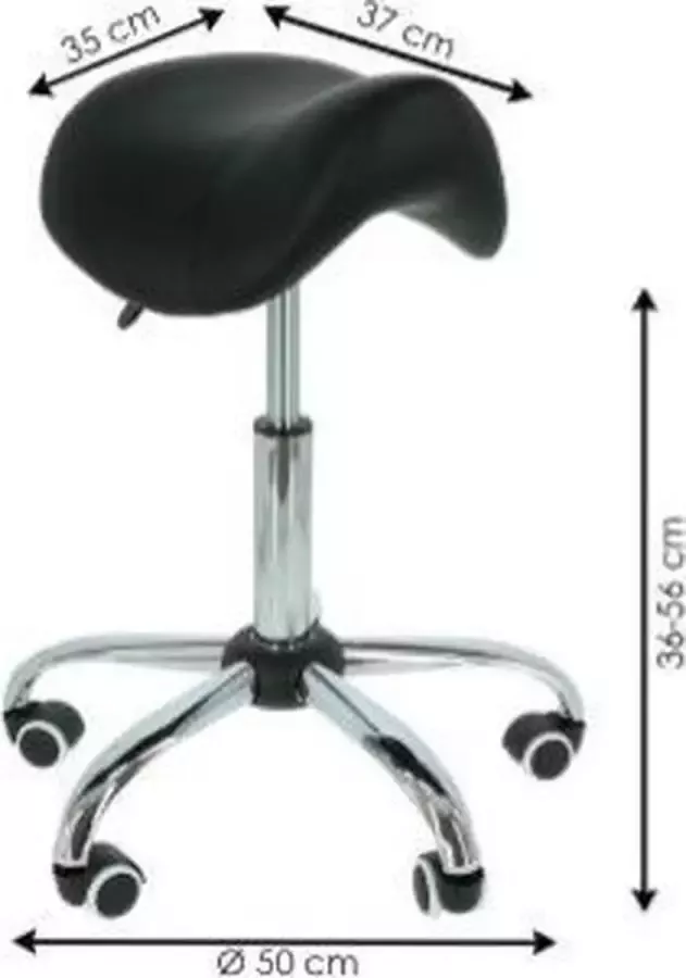 Dunimed Ergonomische Zadelkruk Zadelstoel op wielen In Hoogte Verstelbaar Zwart - Foto 2