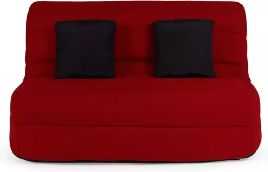 Merkloos DUNLOPILLO BZ zitbank Rode stof + 2 zwarte kussens L 140 x D 99 x H 98 cm Made in France ALICE - Foto 1