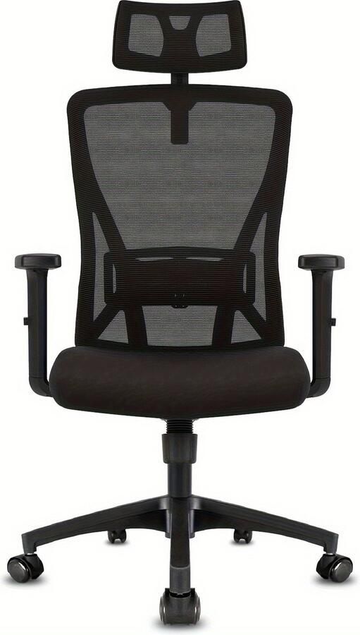 Durrafy Ergonomische Bureaustoel Office Chair Bureaustoelen voor Volwassenen met Verstelbare Armleuningen & Hoofdsteun Verstelbare Lendensteun (±6 cm) Computerstoel met 90°-135° Kantelbare Rugleuning Max. 155 kg Zwart