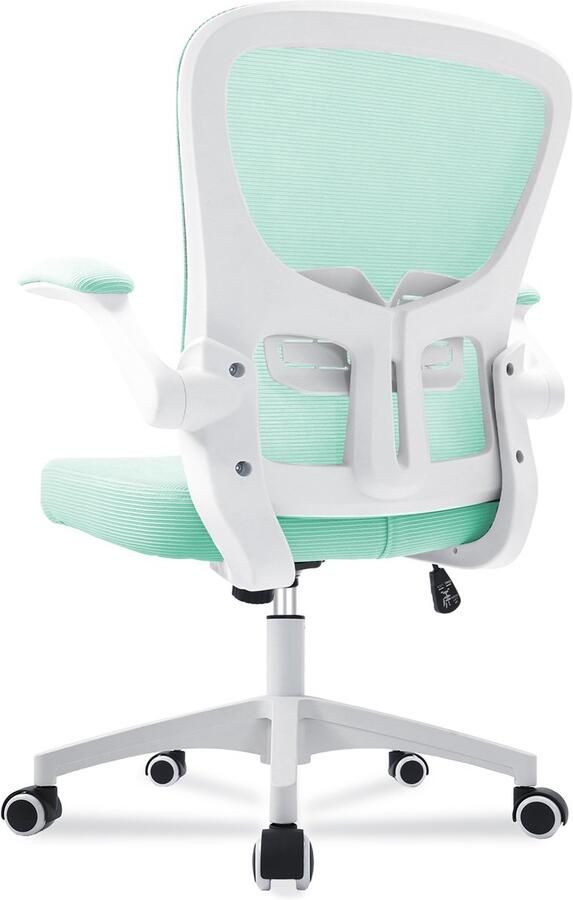 Durrafy Bureaustoel Ergonomische Bureaustoel Verstelbare Kantoorstoel met Lendensteun & 90° Opklapbare Armleuningen Mesh Zitting & Stille Rolwielen Hoogteverstelling Capaciteit Tot 130kg，Stijlvolle Groente ideaal voor thuis én kantoor - Foto 2