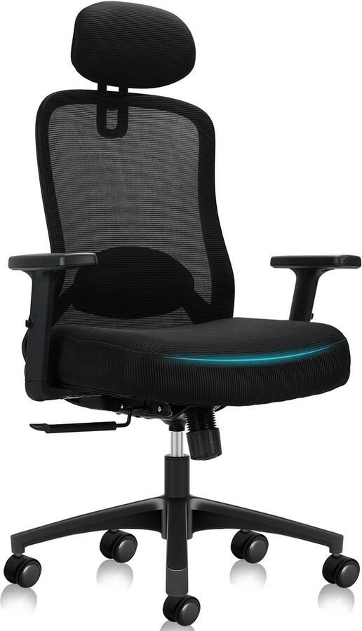 Durrafy Bureaustoel Ergonomische Bureaustoel – Bureaustoelen voor Volwassenen Gamingstoel Verstelbare Armleuningen & Hoofdsteun 4D Lendensteun 90°-130° Kantelbare Rugleuning (Vergrendelbaar) 150 kg Draagvermogen – Perfect voor Thuiswerken en Kantoor - Foto 2