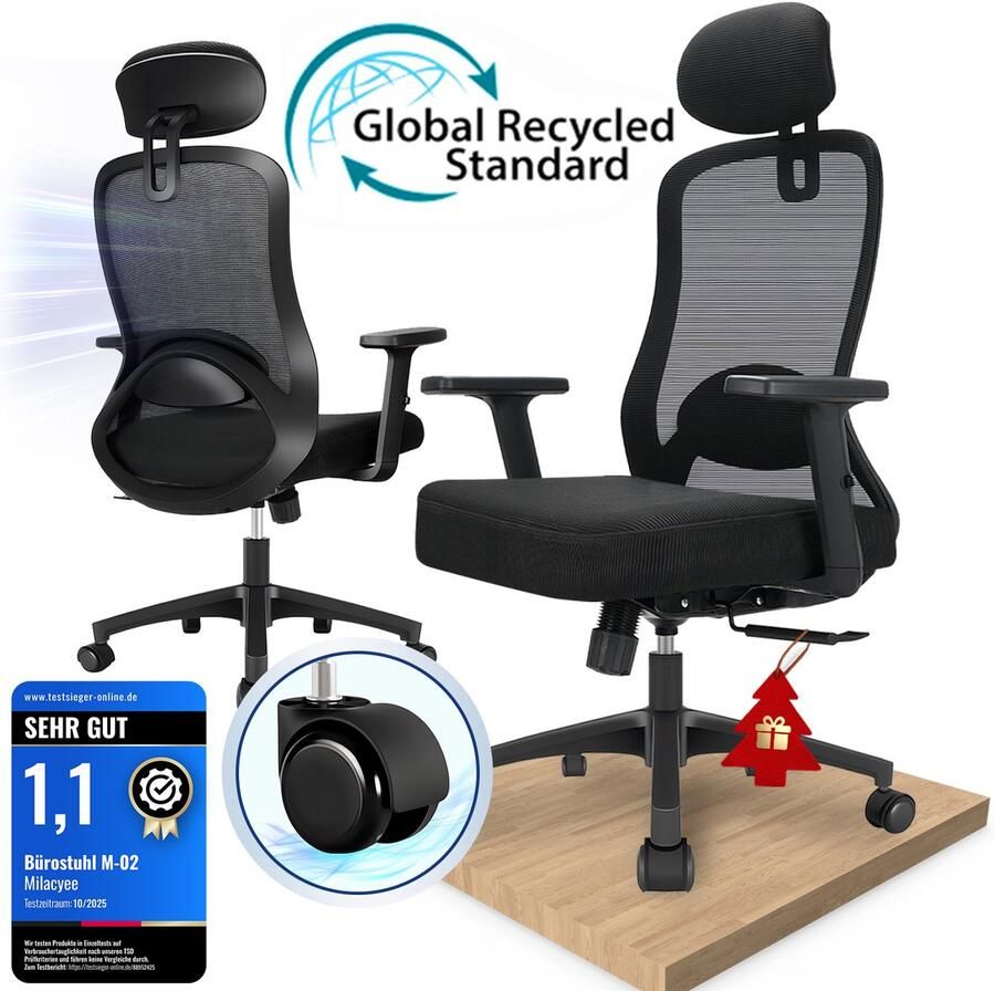 Durrafy Bureaustoel Ergonomische Bureaustoel – Bureaustoelen voor Volwassenen Gamingstoel Verstelbare Armleuningen & Hoofdsteun 4D Lendensteun 90°-130° Kantelbare Rugleuning (Vergrendelbaar) 150 kg Draagvermogen – Perfect voor Thuiswerken en Kantoor - Foto 2