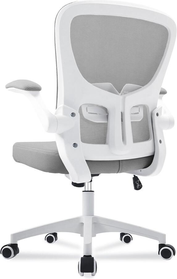 Durrafy Bureaustoel Ergonomische Bureaustoel Verstelbare Kantoorstoel met Lendensteun & 90° Opklapbare Armleuningen Mesh Zitting & Stille Rolwielen Hoogteverstelling Capaciteit Tot 130kg，Stijlvolle Grijs ideaal voor thuis én kantoor - Foto 2
