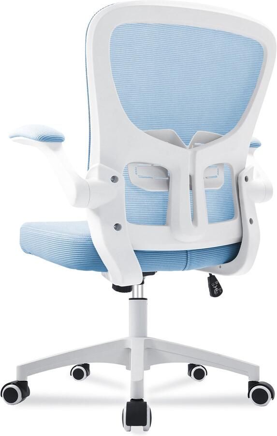 Durrafy Bureaustoel Ergonomische Bureaustoel Verstelbare Kantoorstoel met Lendensteun & 90° Opklapbare Armleuningen Mesh Zitting & Stille Rolwielen Hoogteverstelling Capaciteit Tot 130kg，Stijlvolle blauw ideaal voor thuis én kantoor - Foto 2