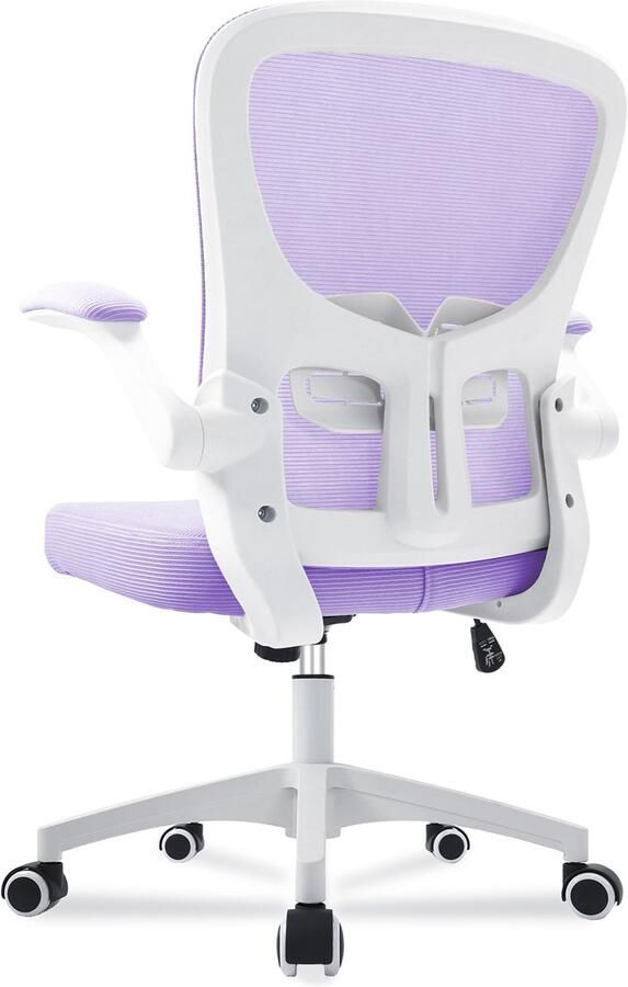Durrafy Bureaustoel Ergonomische Bureaustoel Verstelbare Kantoorstoel met Lendensteun & 90° Opklapbare Armleuningen Mesh Zitting & Stille Rolwielen Hoogteverstelling Capaciteit Tot 130kg，Stijlvolle Paars ideaal voor thuis én kantoor - Foto 2