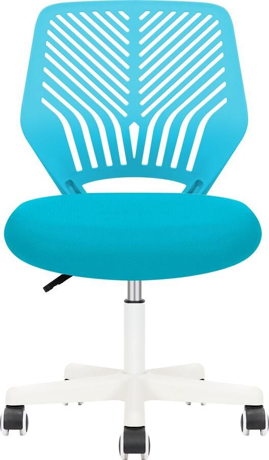 Durrafy bureaustoel ergonomische bureaustoel verstelbare stoel (directiestoel computerstoel met stoffen zitting draaibaar zonder armleuningen stille wielen) in hoogte verstelbare draaistoel 136kg belastbaar zwart blauw