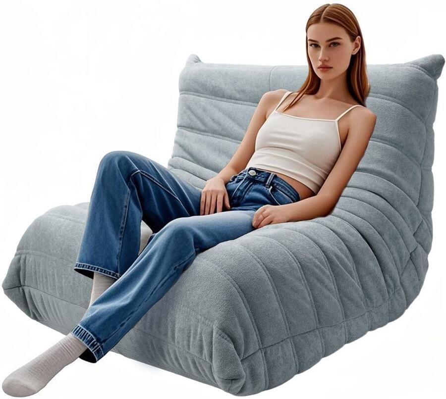 Durrafy Zitzak bank -Zitzak stoel met Hoge Rugleuning Woonkamer Beanbag zitzak stoel voor game beanbag Gaming zitzak volwassenen Bean bag Voor Binnen，Maximale Comfort Dikke schuimvulling Ademend materiaal Bruin Blauw 103cm × 90cm × 75cm