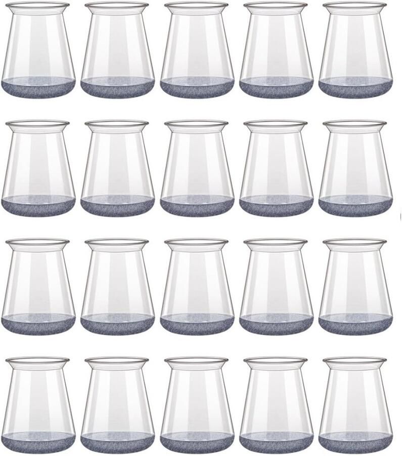 Dussdote 20 stuks Beenbeschermers Pootdoppen Transparante poten Vloerbeschermers met viltglijders