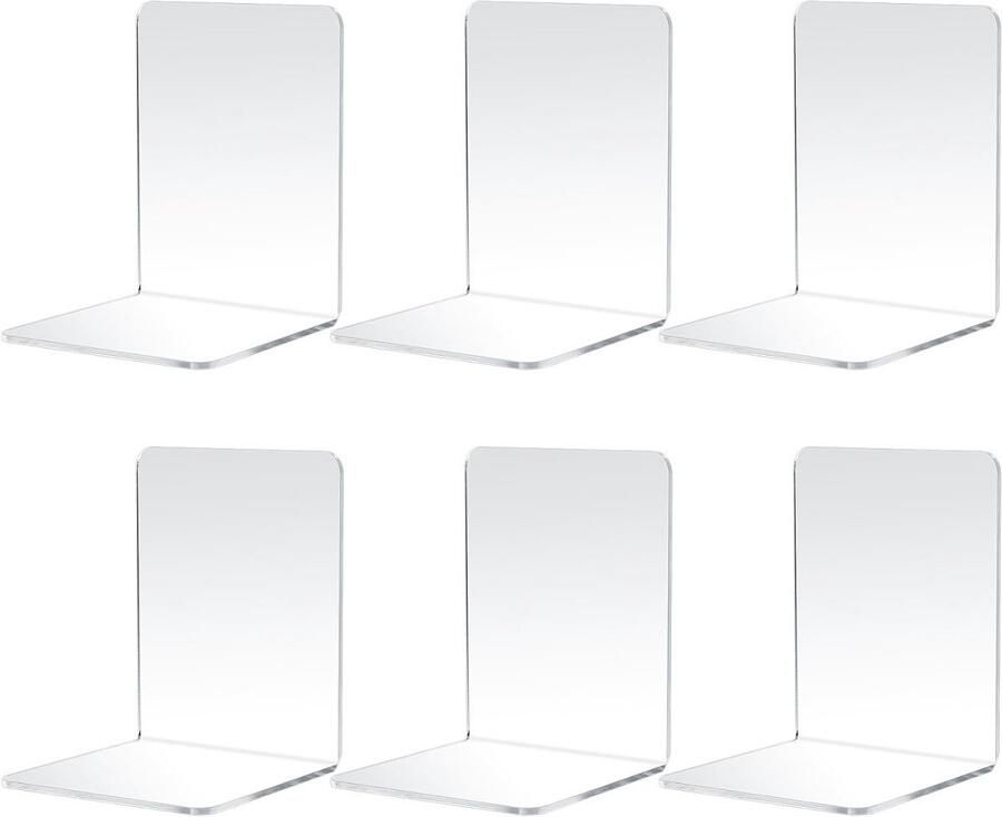 Dussdote Boekenstandaard transparant Boekensteunen van acryl Antislip Geschikt voor kinderen school kantoor thuis bibliotheek 6 stuks
